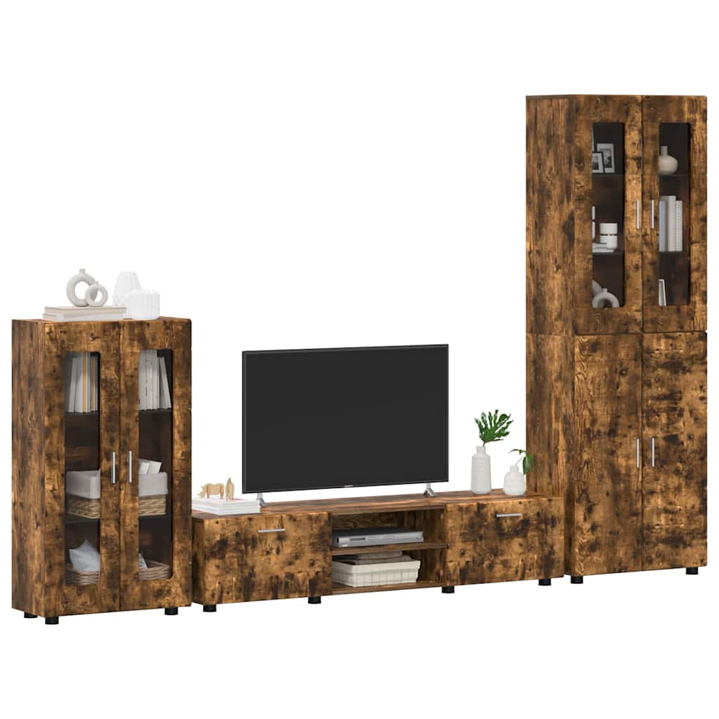 Ensemble meuble TV avec tiroir Chêne fumé Bois d'ingénierie - XIOS