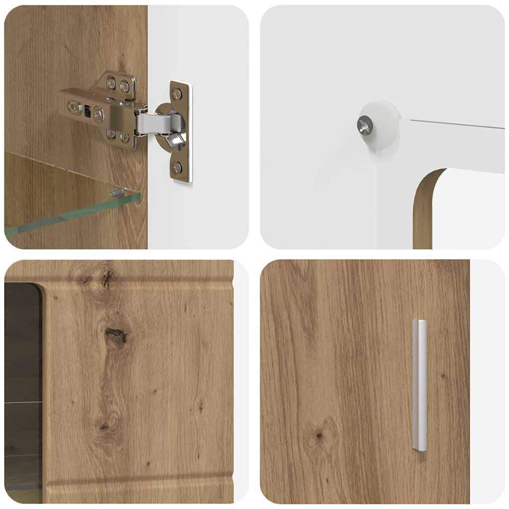 Ensemble meuble TV avec porte Chêne artisanal Bois d'ingénierie - XIOS