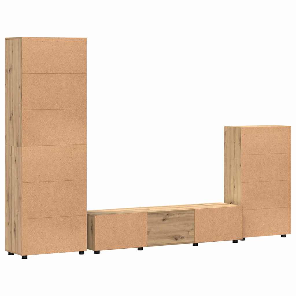 Ensemble meuble TV avec porte Chêne artisanal Bois d'ingénierie - XIOS