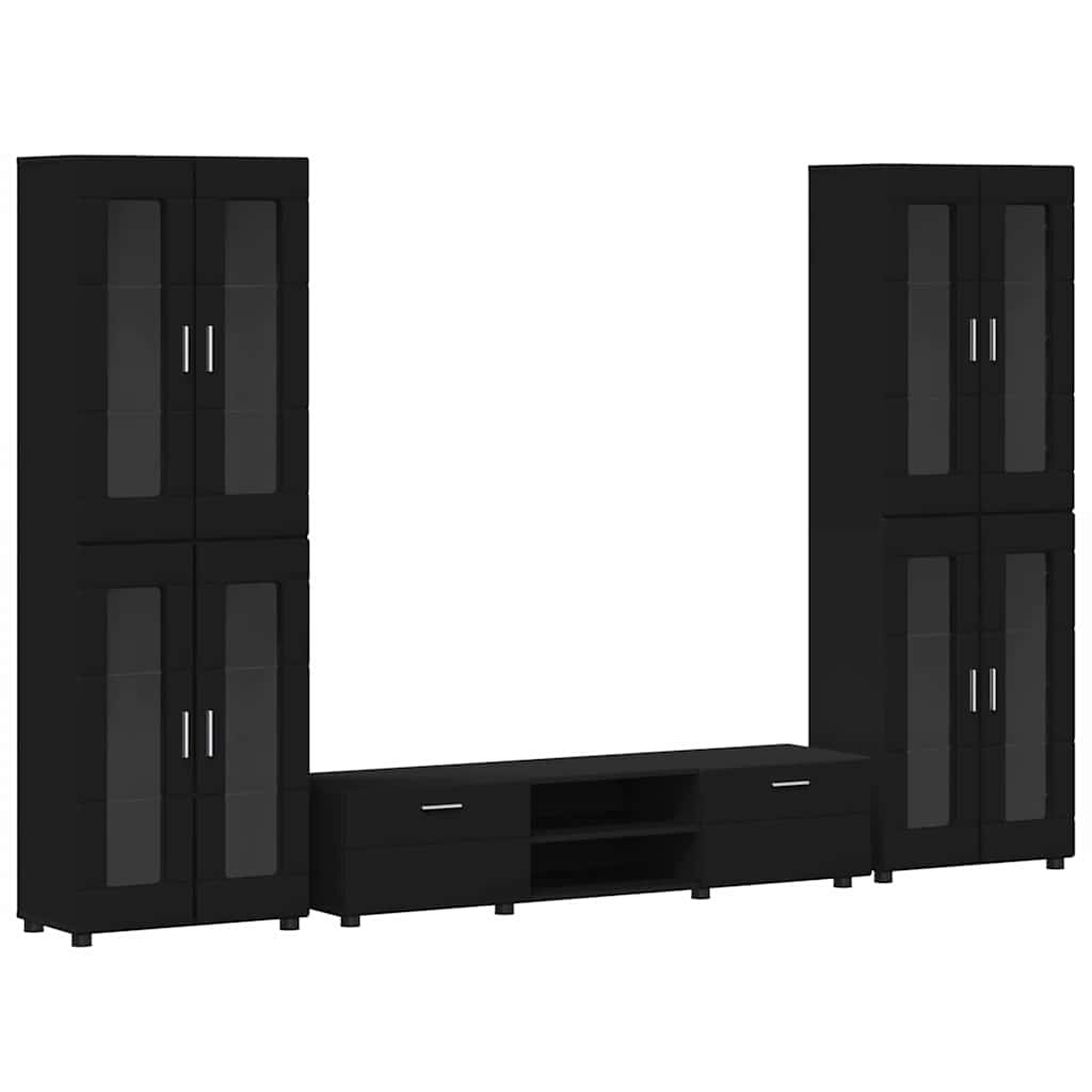 Ensemble meuble TV avec tiroir Noir Bois d'ingénierie - XIOS