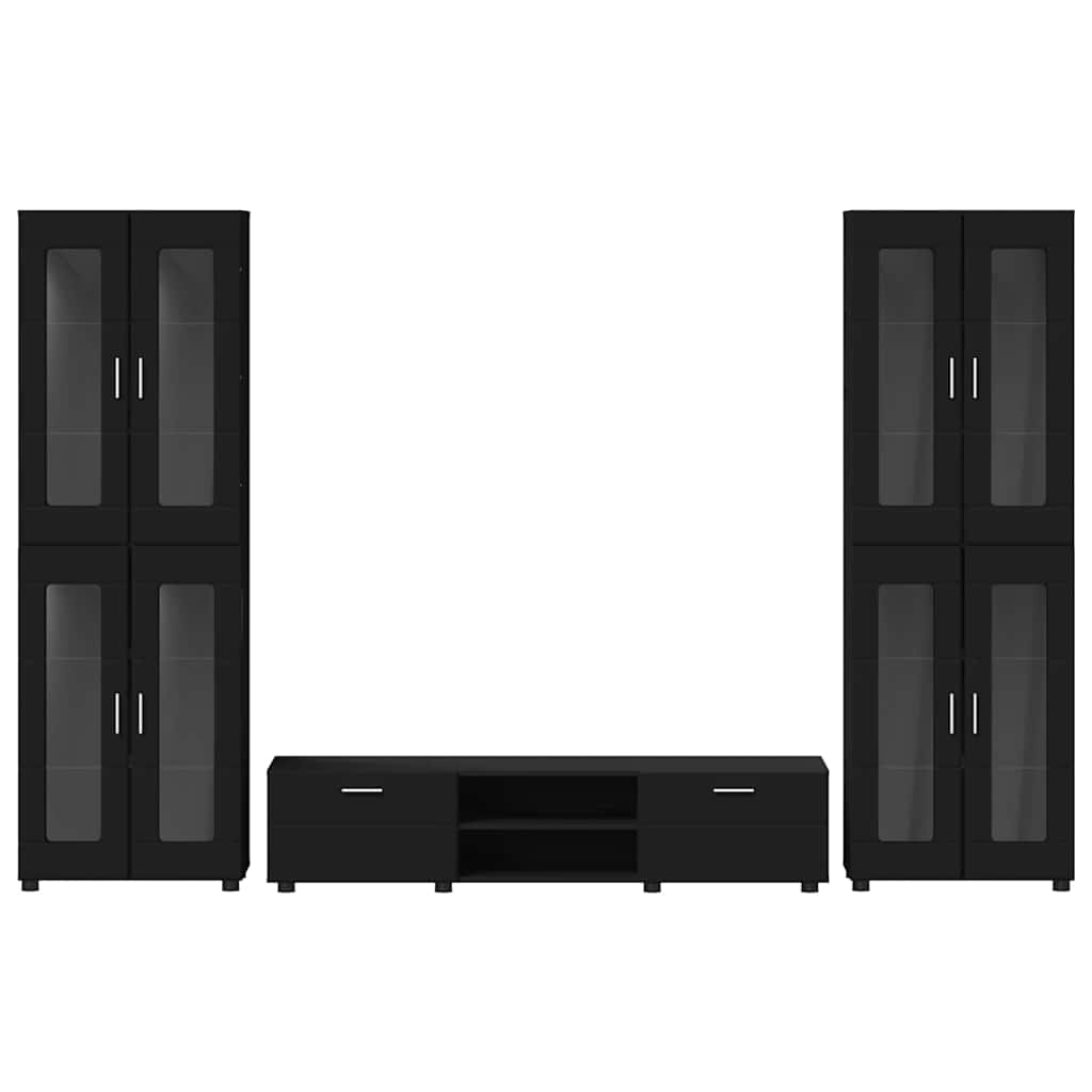 Ensemble meuble TV avec tiroir Noir Bois d'ingénierie - XIOS