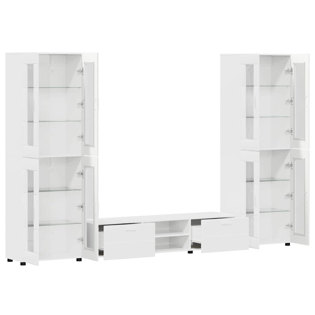 Ensemble meuble TV avec tiroir Blanc brillant Bois d'ingénierie - XIOS