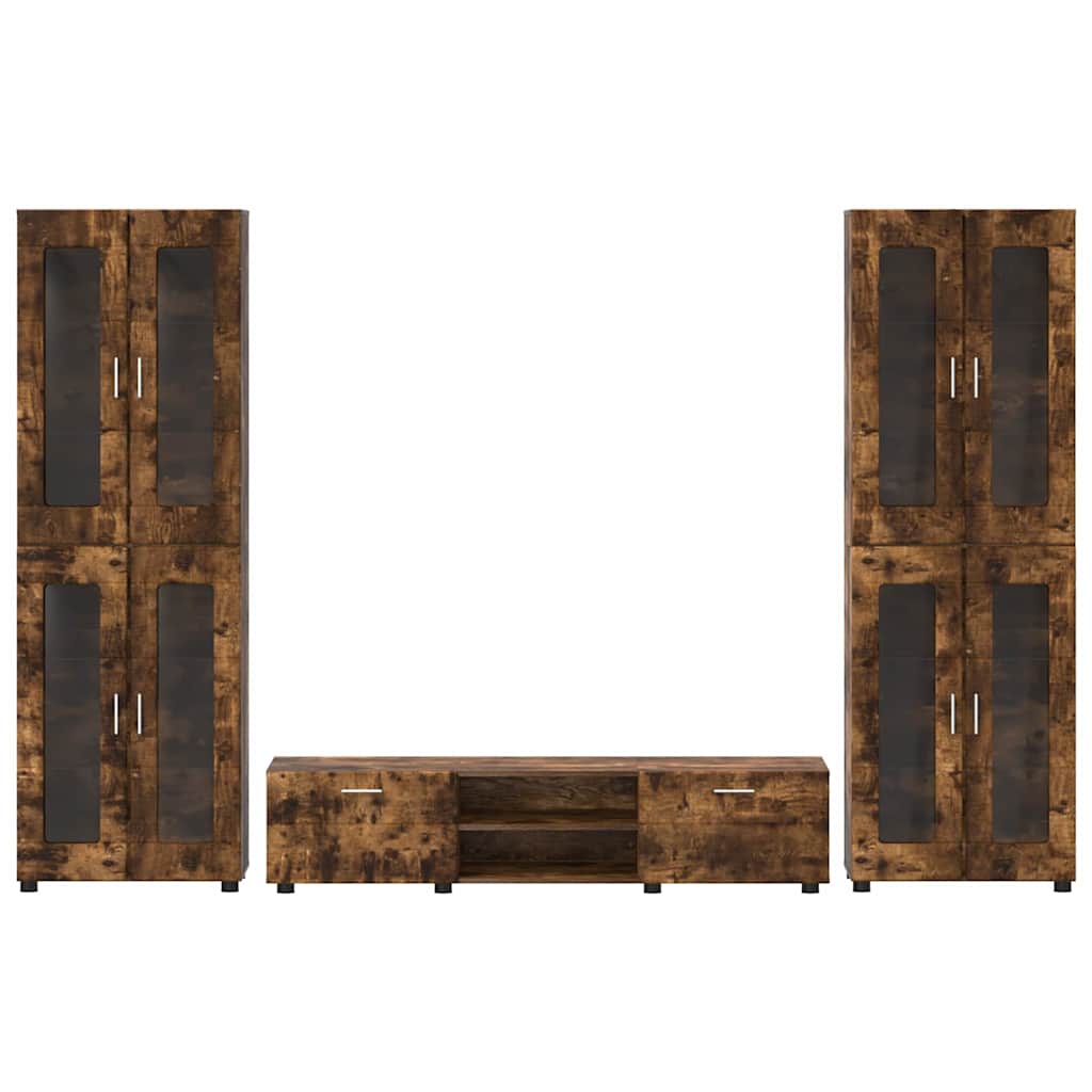 Ensemble meuble TV avec tiroir Chêne fumé Bois d'ingénierie - XIOS