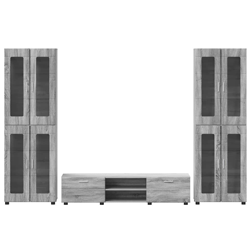 Ensemble meuble TV avec tiroir Gris Sonoma Bois d'ingénierie - XIOS
