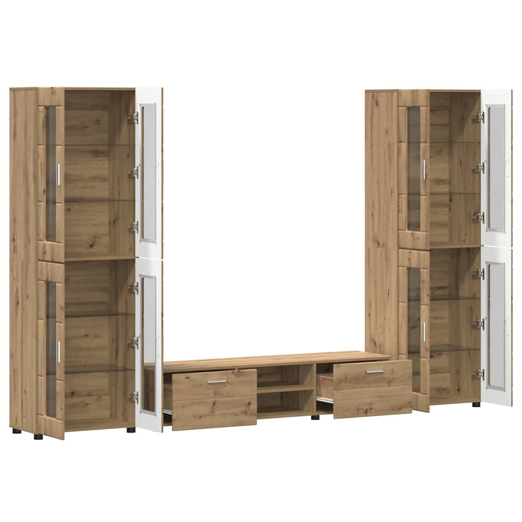 Ensemble meuble TV avec porte Chêne artisanal Bois d'ingénierie - XIOS