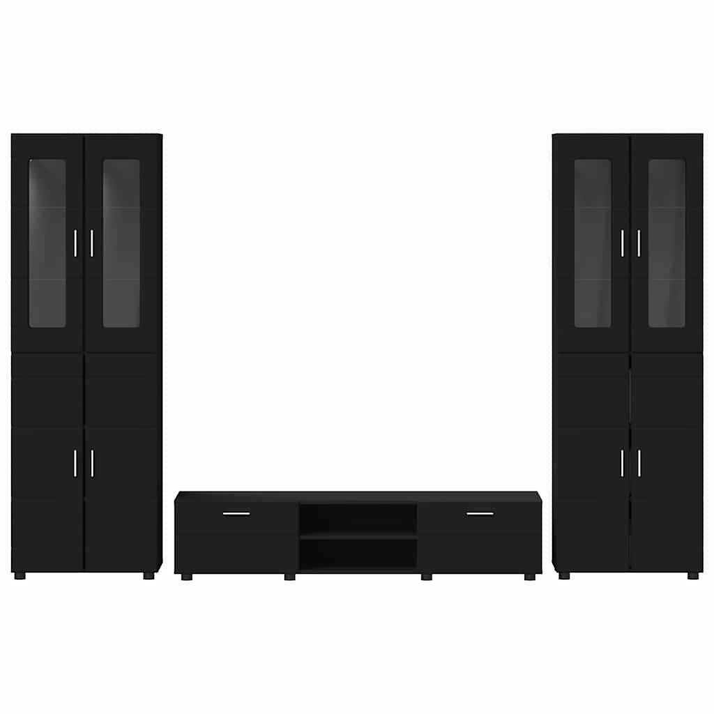 Ensemble meuble TV avec tiroir Noir Bois d'ingénierie - XIOS