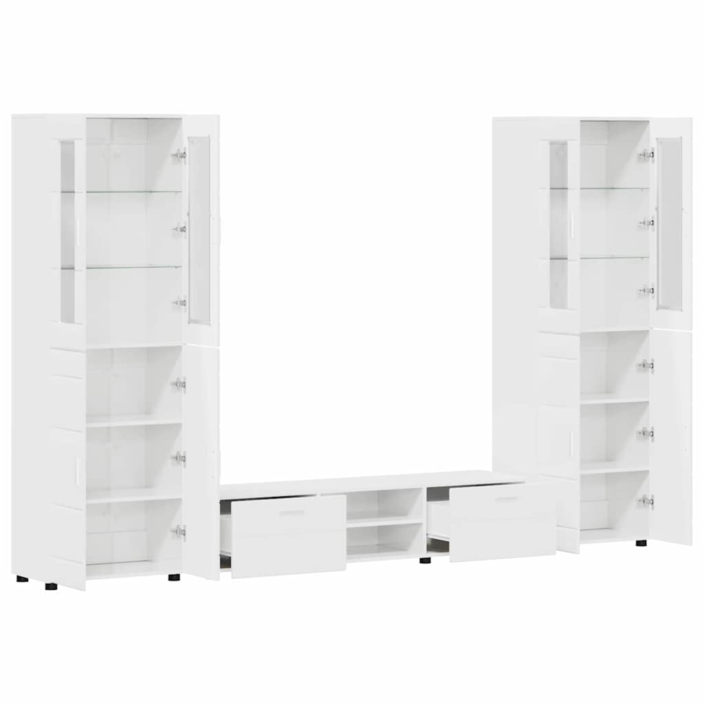 Ensemble meuble TV avec tiroir Blanc brillant Bois d'ingénierie - XIOS