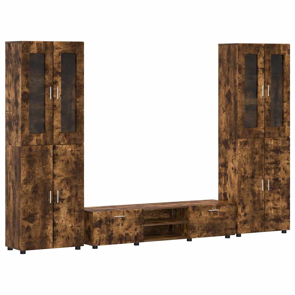 Ensemble meuble TV avec tiroir Chêne fumé Bois d'ingénierie - XIOS