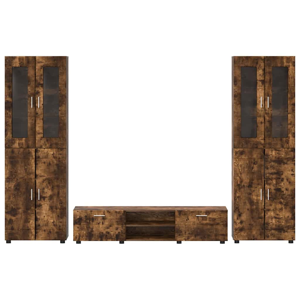 Ensemble meuble TV avec tiroir Chêne fumé Bois d'ingénierie - XIOS