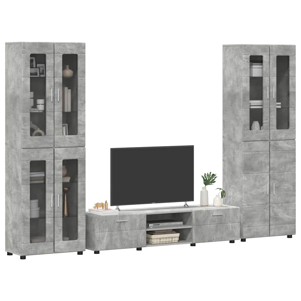 Ensemble meuble TV avec tiroir Gris béton Bois d'ingénierie - XIOS