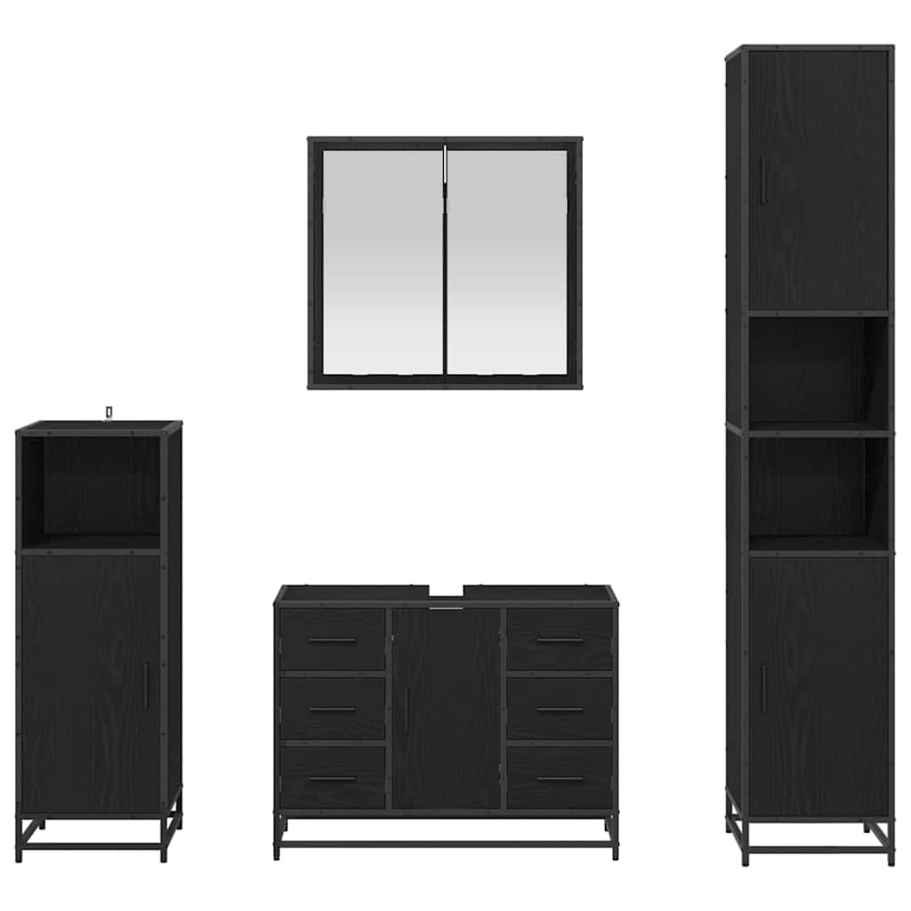 Ensemble de mobilier de salle de bain 4 pc Chêne noir