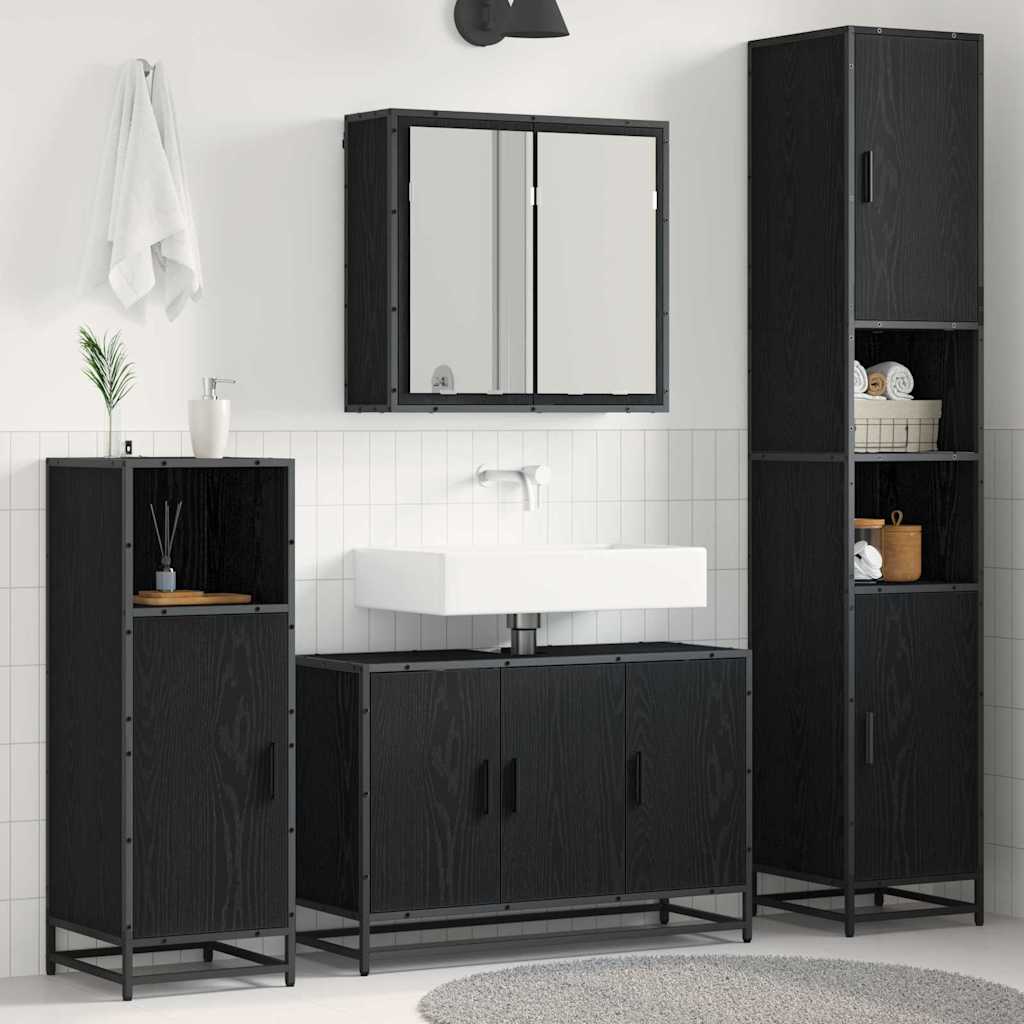 Ensemble de mobilier de salle de bain 4 pc Chêne noir