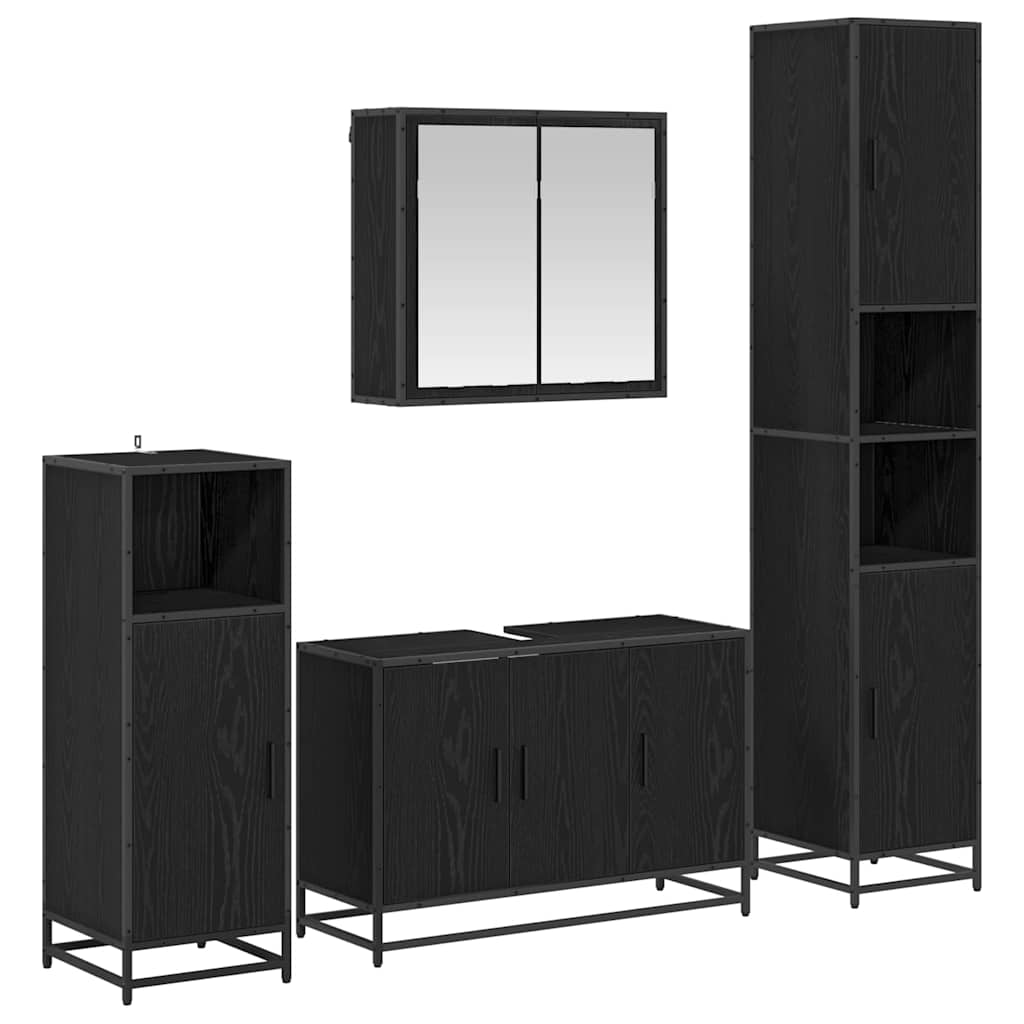 Ensemble de mobilier de salle de bain 4 pc Chêne noir