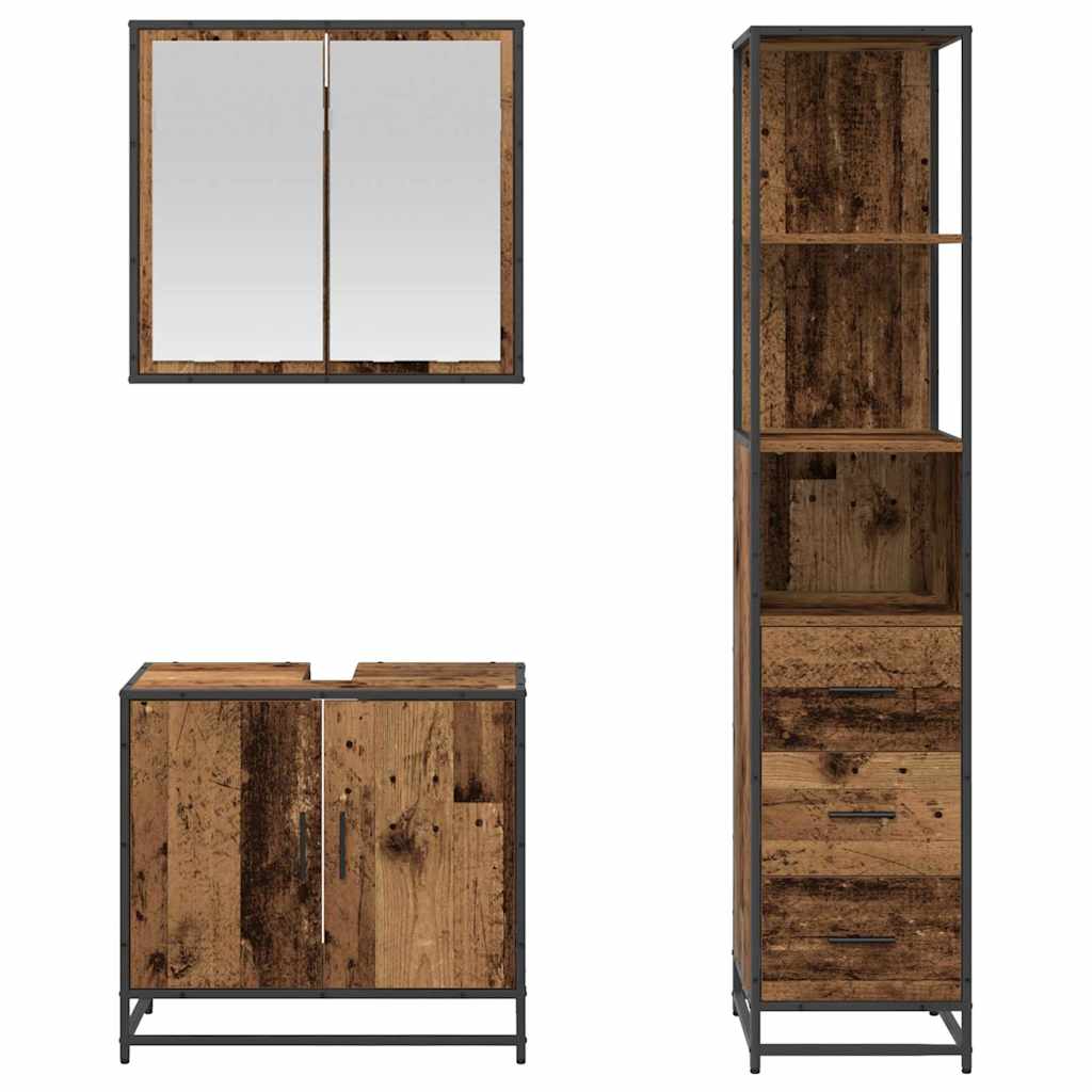 Ensemble de mobilier de salle de bain 3 pièces Bois Ancien