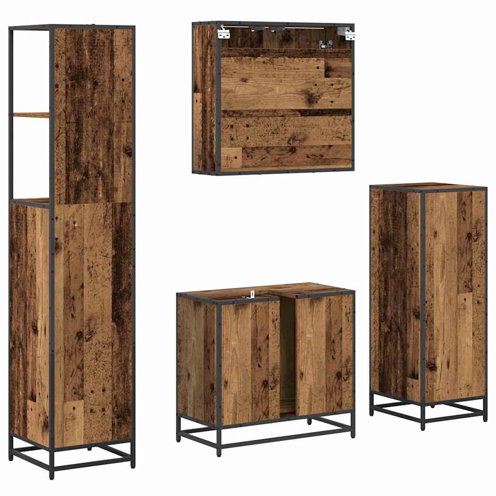 Ensemble de mobilier de salle de bain 4 pièces Bois Ancien