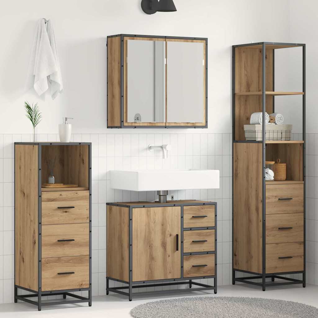 Ensemble de mobilier de salle de bain 4 pièces Chêne artisanal