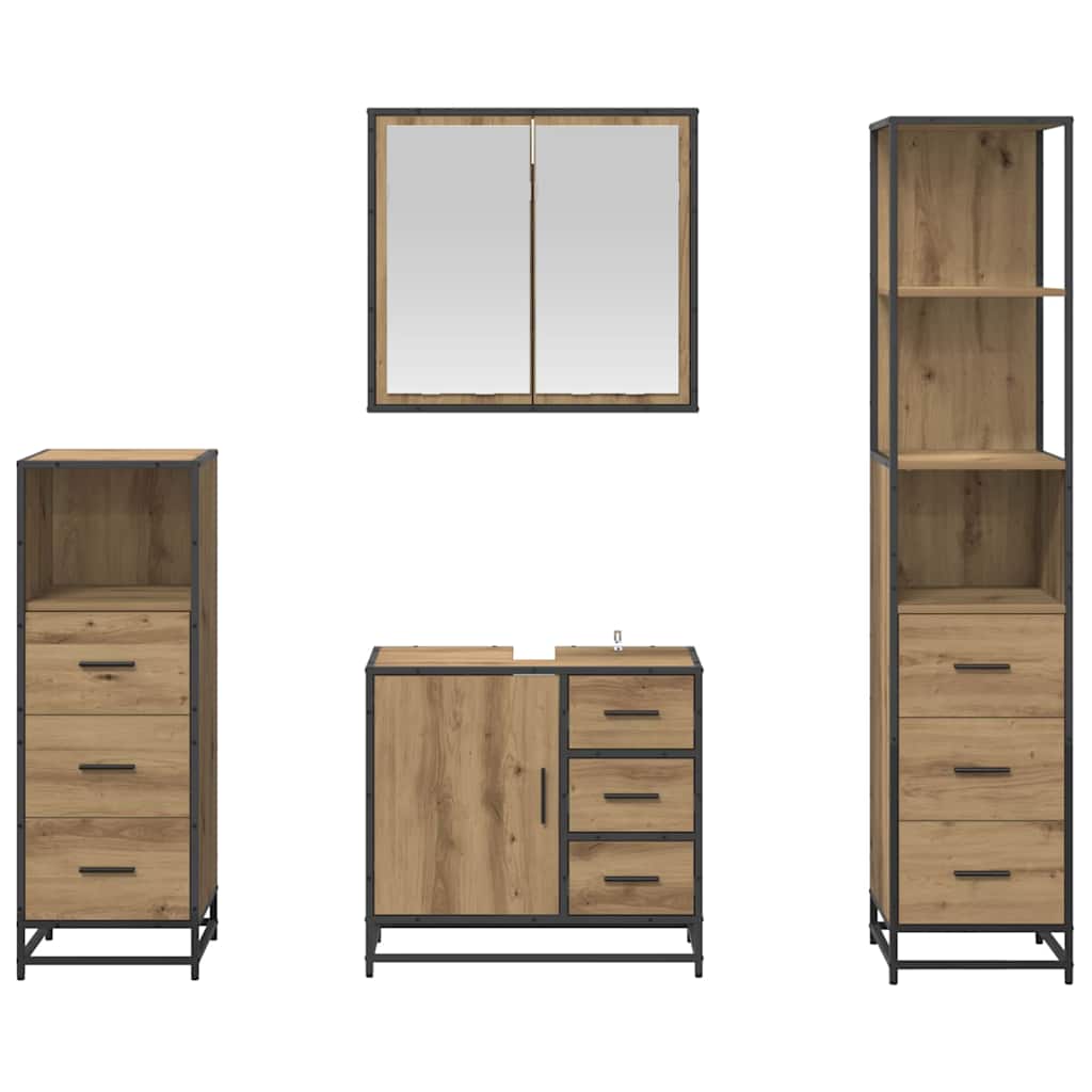 Ensemble de mobilier de salle de bain 4 pièces Chêne artisanal
