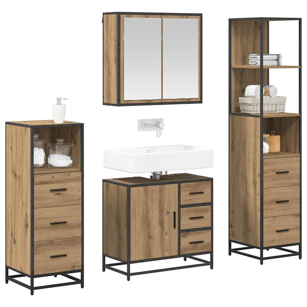 Ensemble de mobilier de salle de bain 4 pièces Chêne artisanal