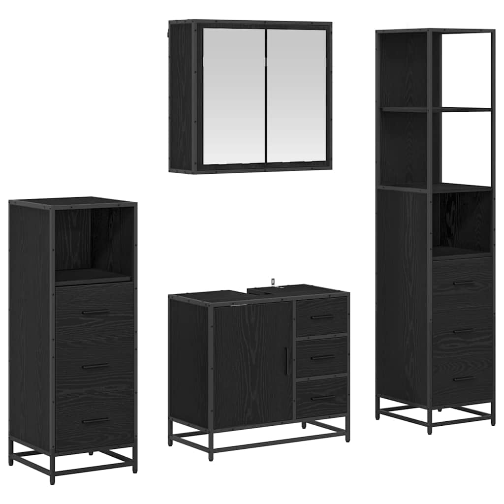 Ensemble de mobilier de salle de bain 4 pièces Chêne noir