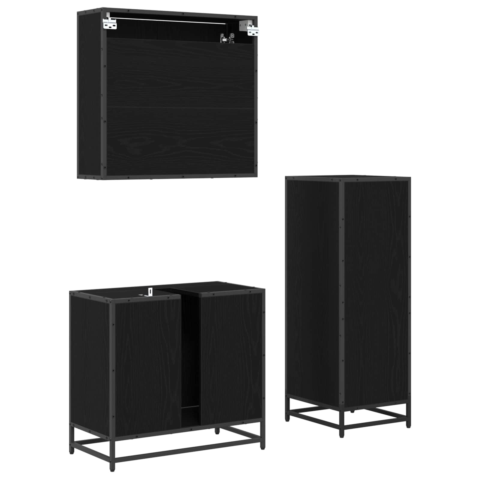 Ensemble de mobilier de salle de bain 3 pc Chêne noir