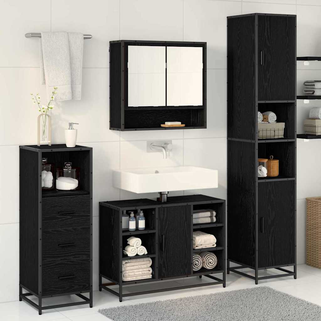Ensemble de mobilier de salle de bain 3 pièces Chêne noir