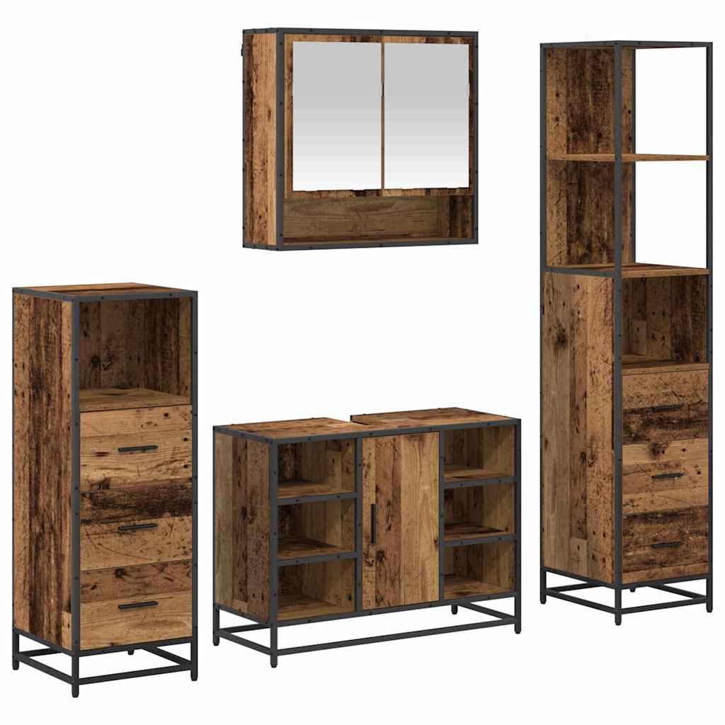 Ensemble de mobilier de salle de bain 4 pc Bois Ancien