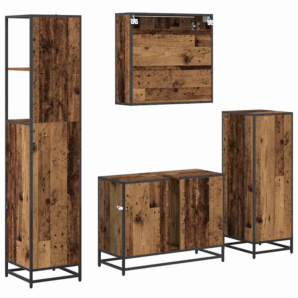 Ensemble de mobilier de salle de bain 4 pc Bois Ancien