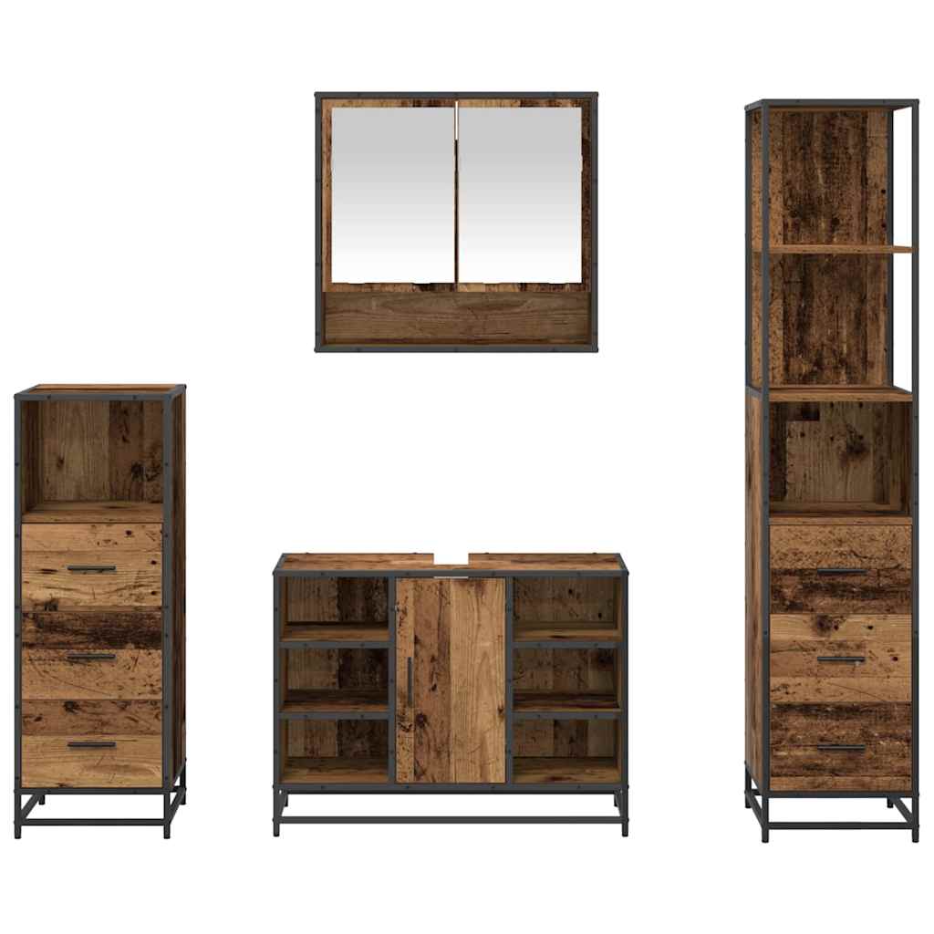 Ensemble de mobilier de salle de bain 4 pc Bois Ancien