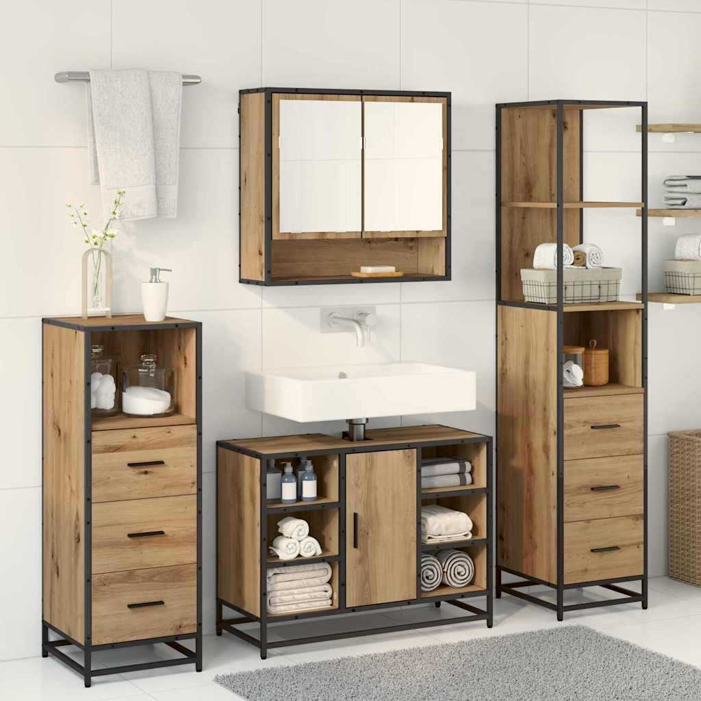 Ensemble de mobilier de salle de bain 4 pc Chêne artisanal