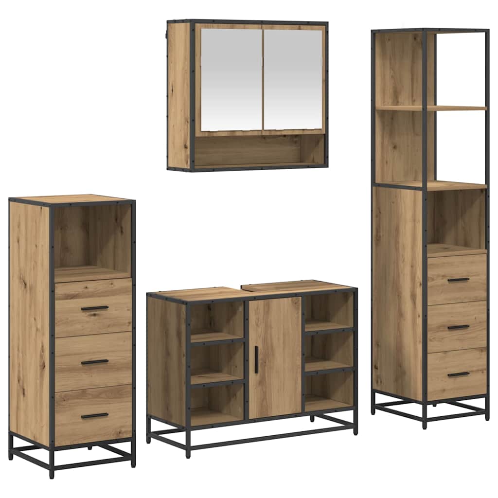 Ensemble de mobilier de salle de bain 4 pc Chêne artisanal