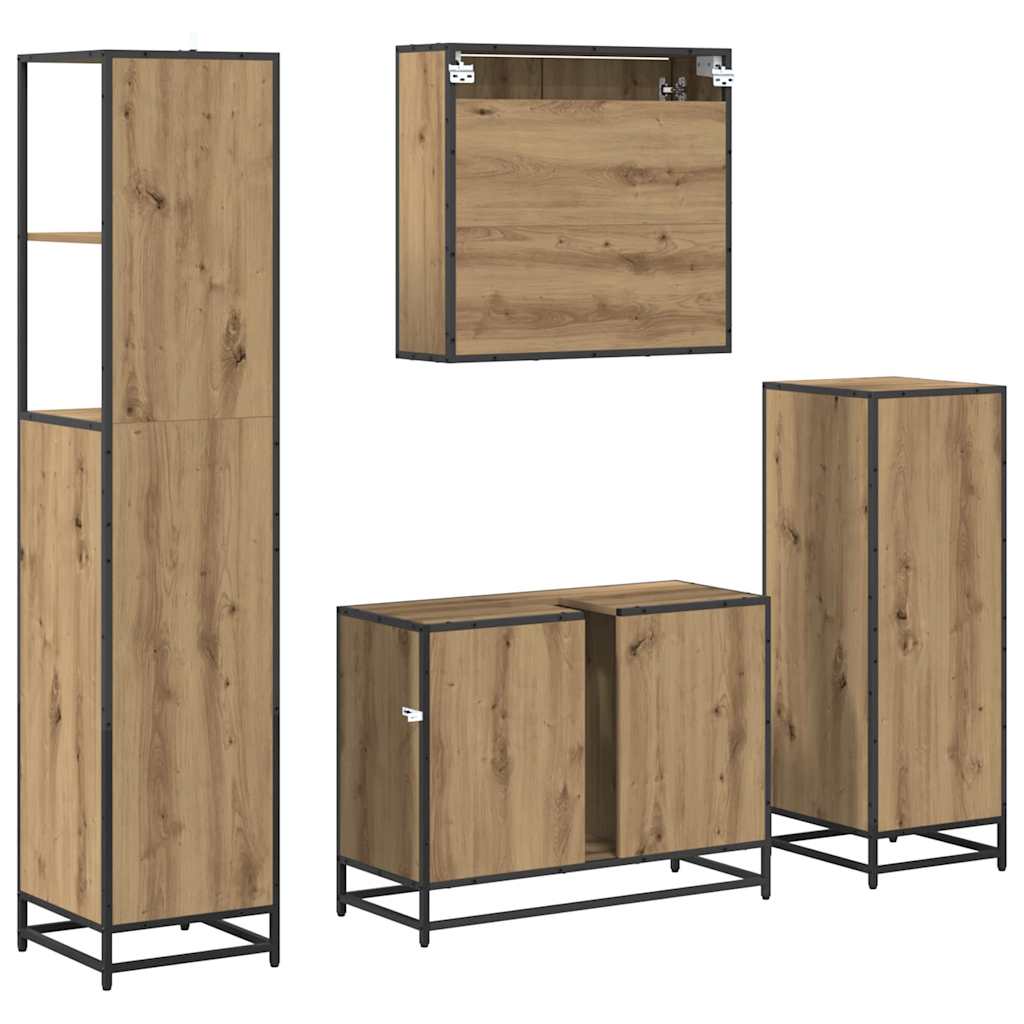 Ensemble de mobilier de salle de bain 4 pc Chêne artisanal