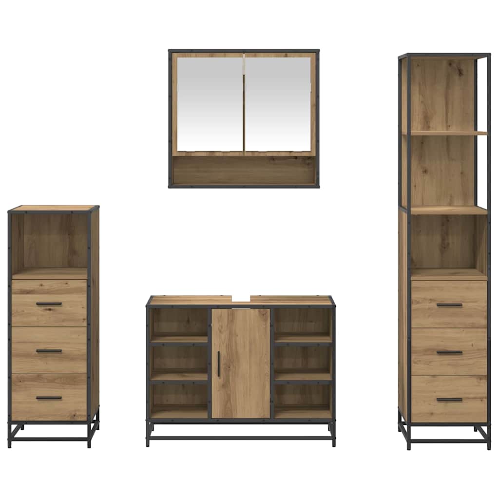 Ensemble de mobilier de salle de bain 4 pc Chêne artisanal