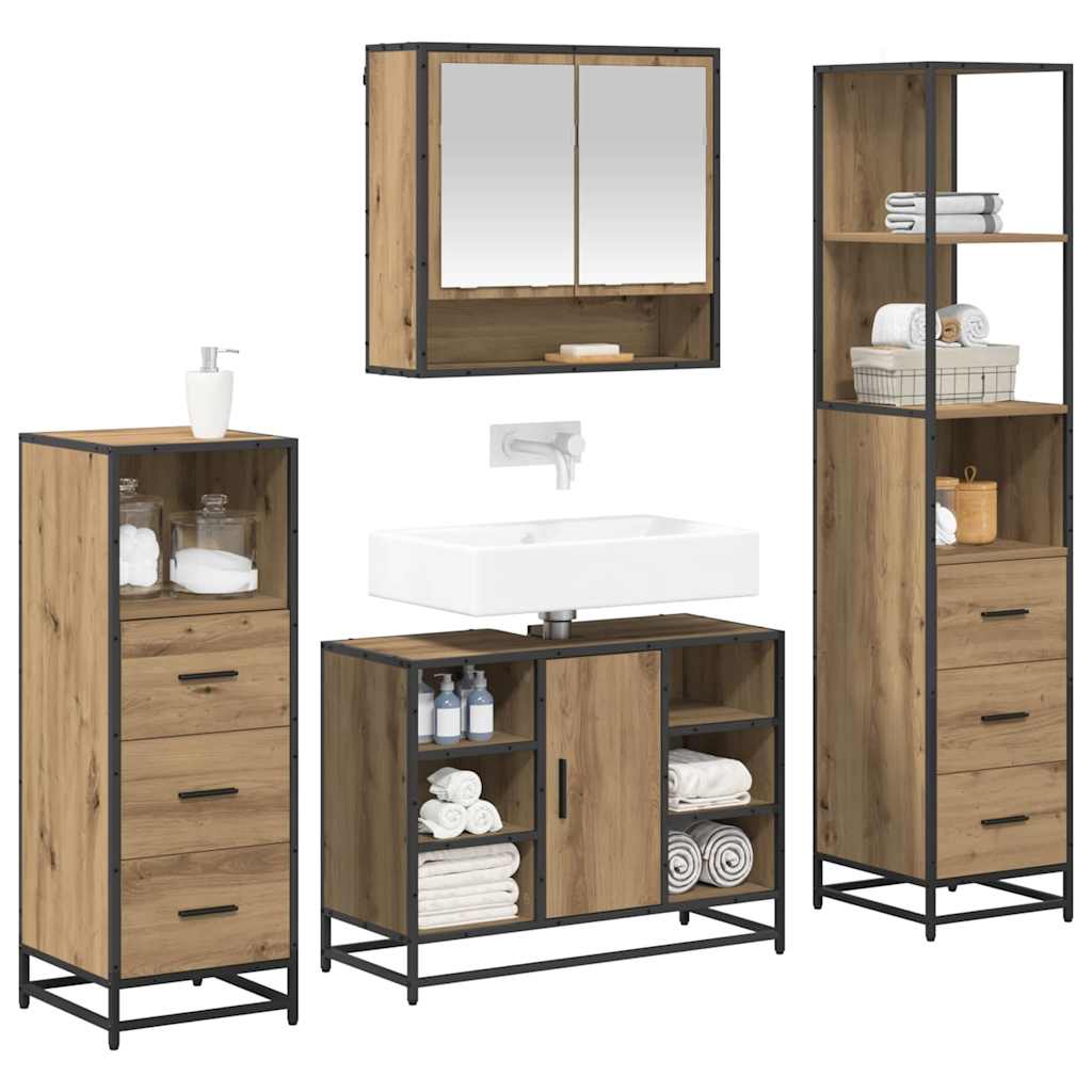 Ensemble de mobilier de salle de bain 4 pc Chêne artisanal