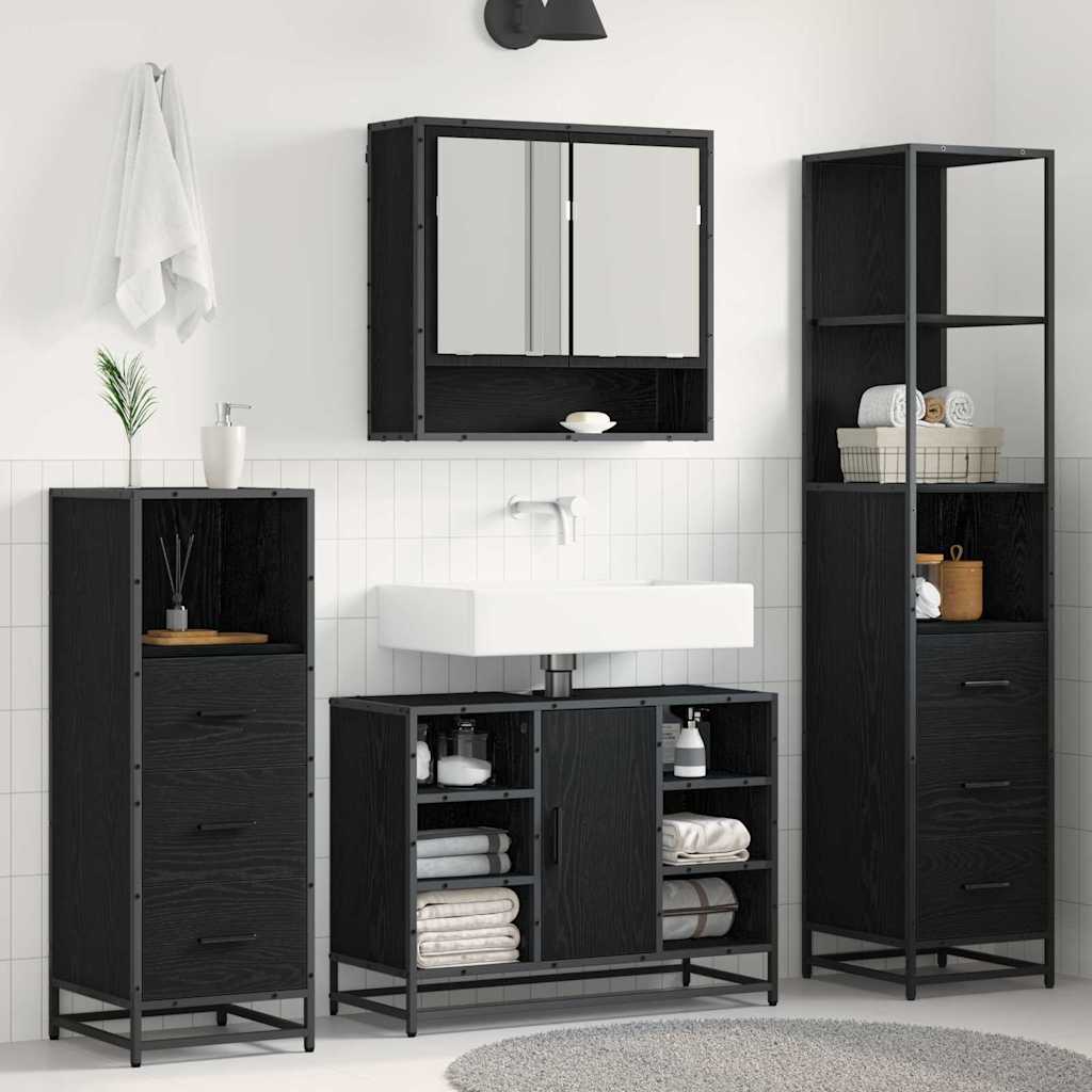 Ensemble de mobilier de salle de bain 4 pc Chêne noir