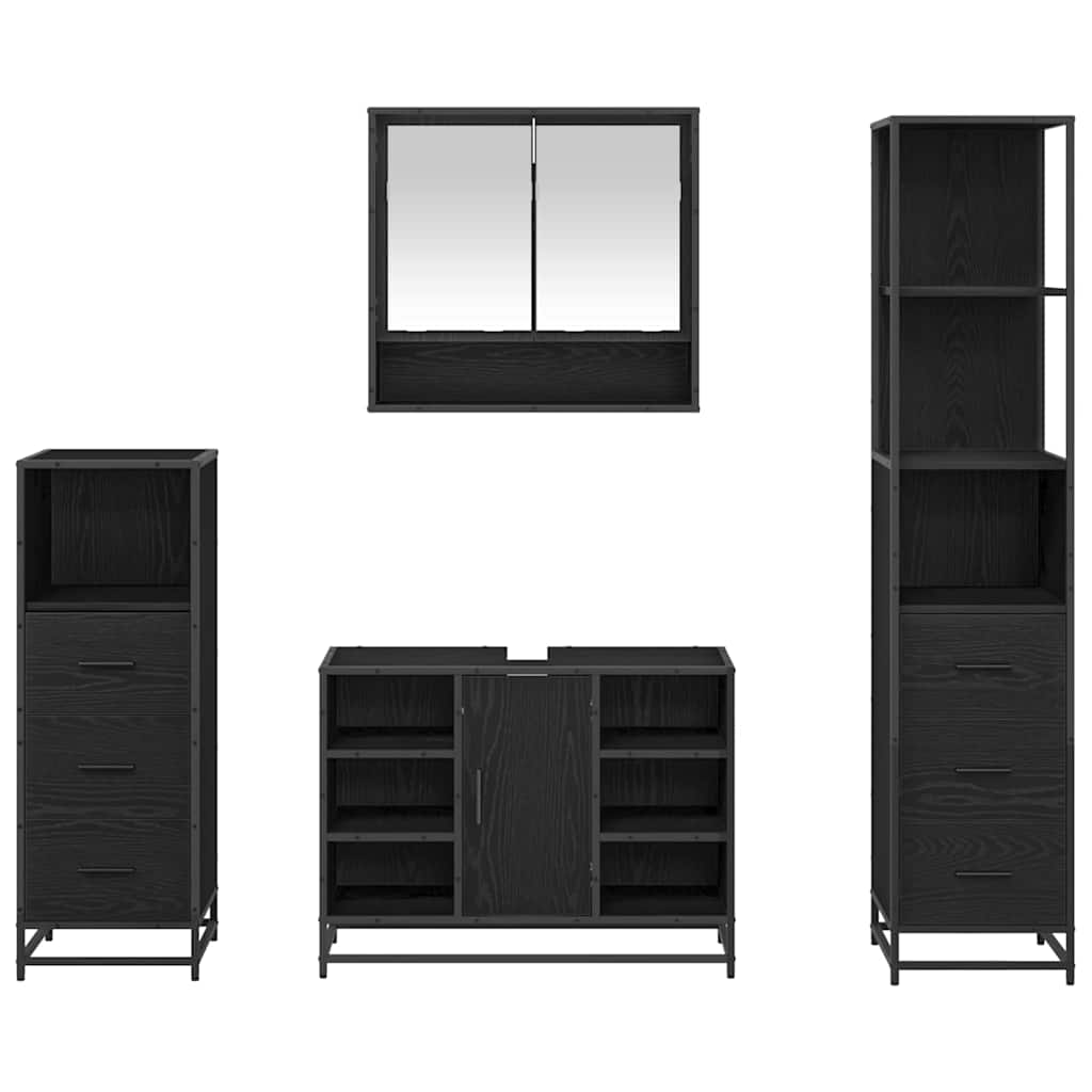 Ensemble de mobilier de salle de bain 4 pc Chêne noir