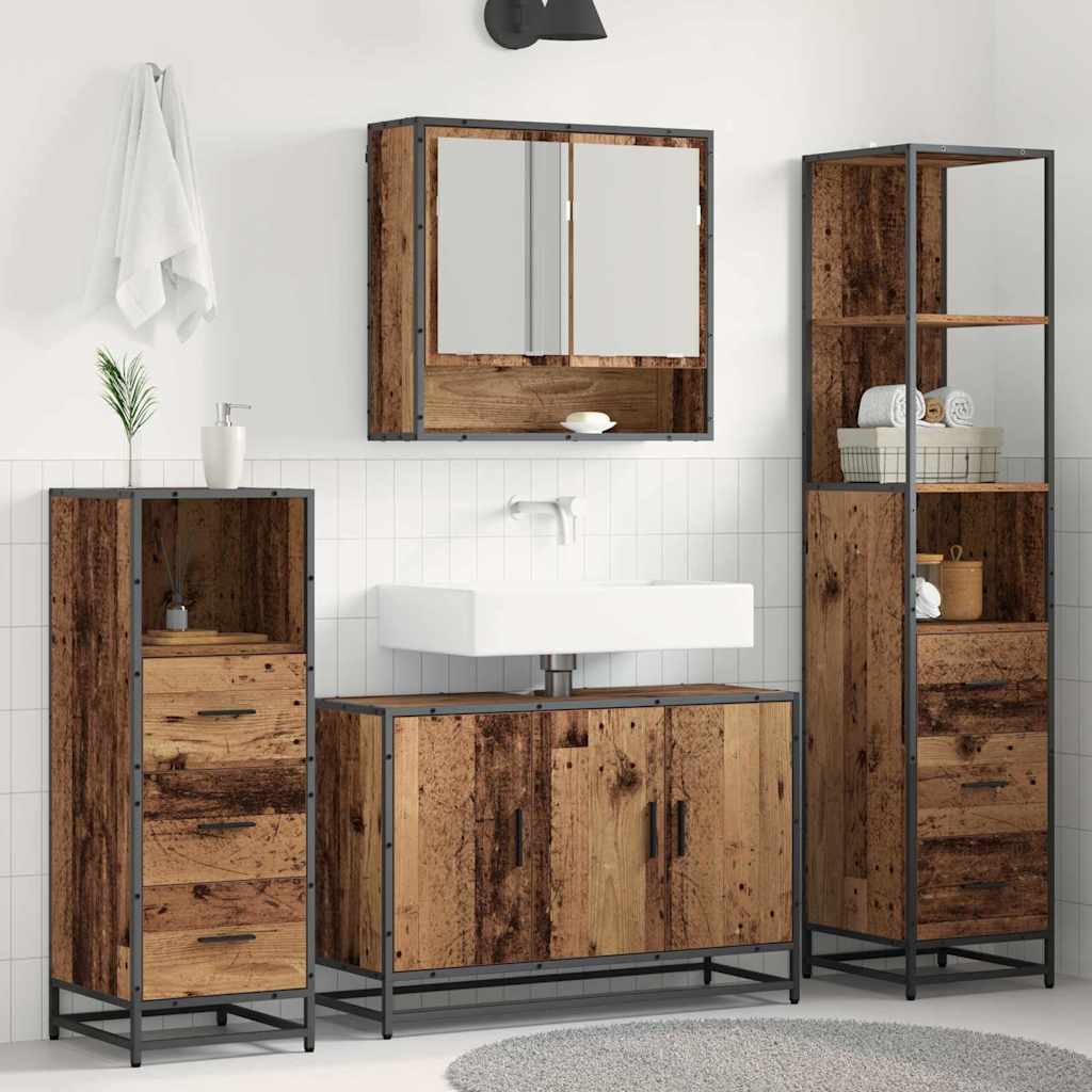 Ensemble de mobilier de salle de bain 4 pc Bois Ancien