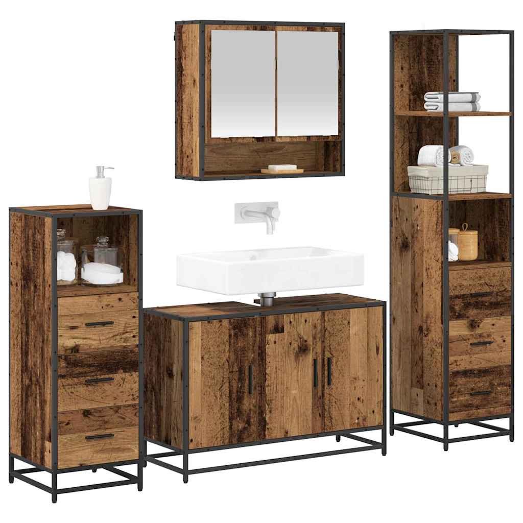 Ensemble de mobilier de salle de bain 4 pc Bois Ancien
