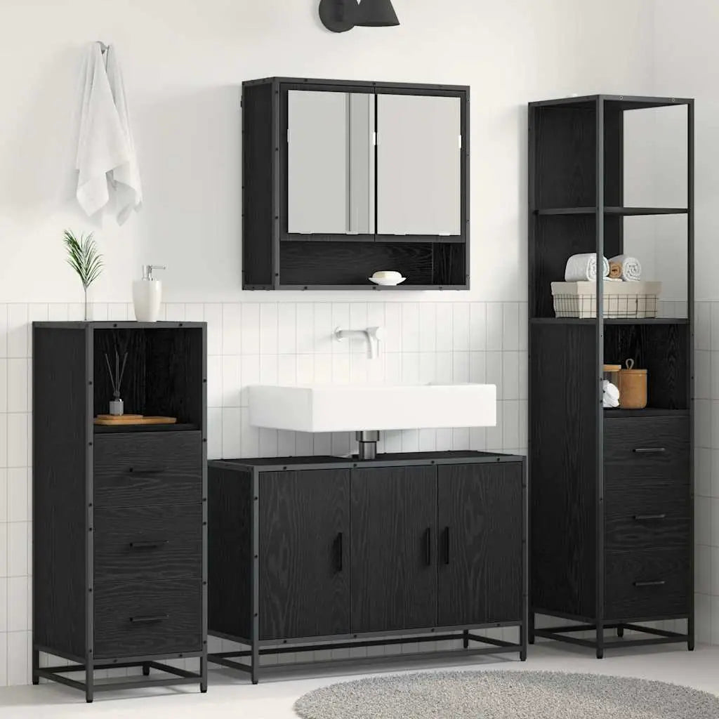 Ensemble de mobilier de salle de bain 4 pc Chêne noir - XIOS