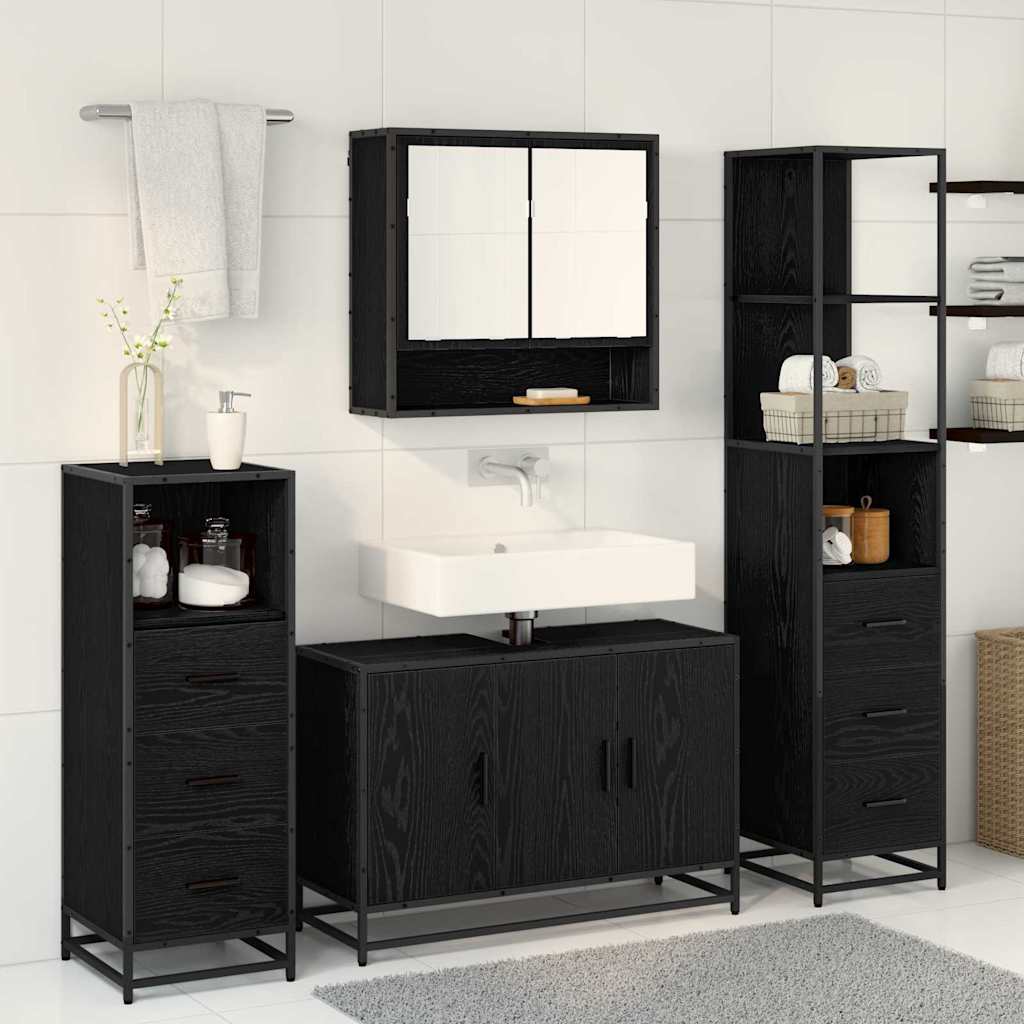 Ensemble de mobilier de salle de bain 4 pc Chêne noir