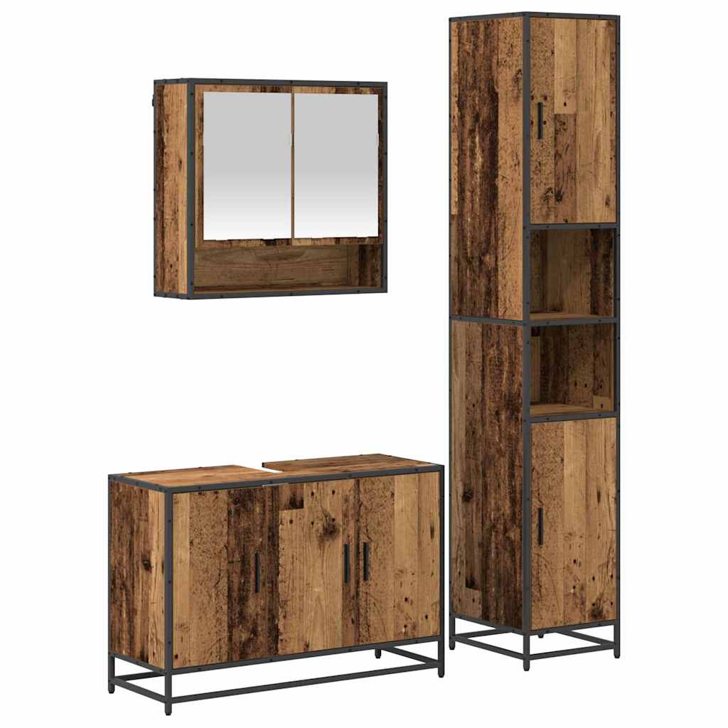 Ensemble de mobilier de salle de bain 3 pièces Bois Ancien