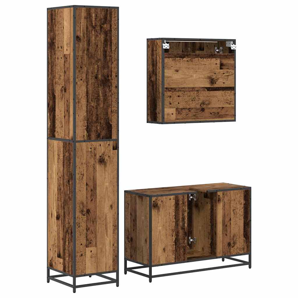 Ensemble de mobilier de salle de bain 3 pièces Bois Ancien