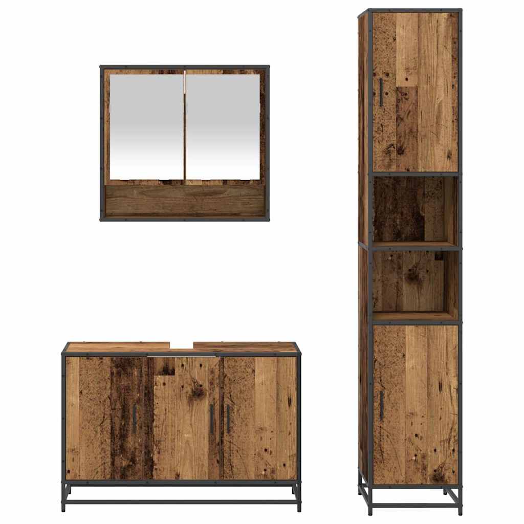 Ensemble de mobilier de salle de bain 3 pièces Bois Ancien