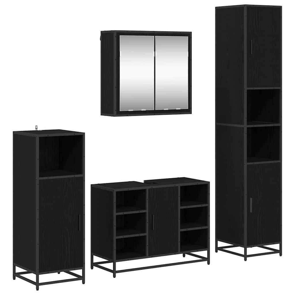 Ensemble de mobilier de salle de bain 4 pièces Chêne noir