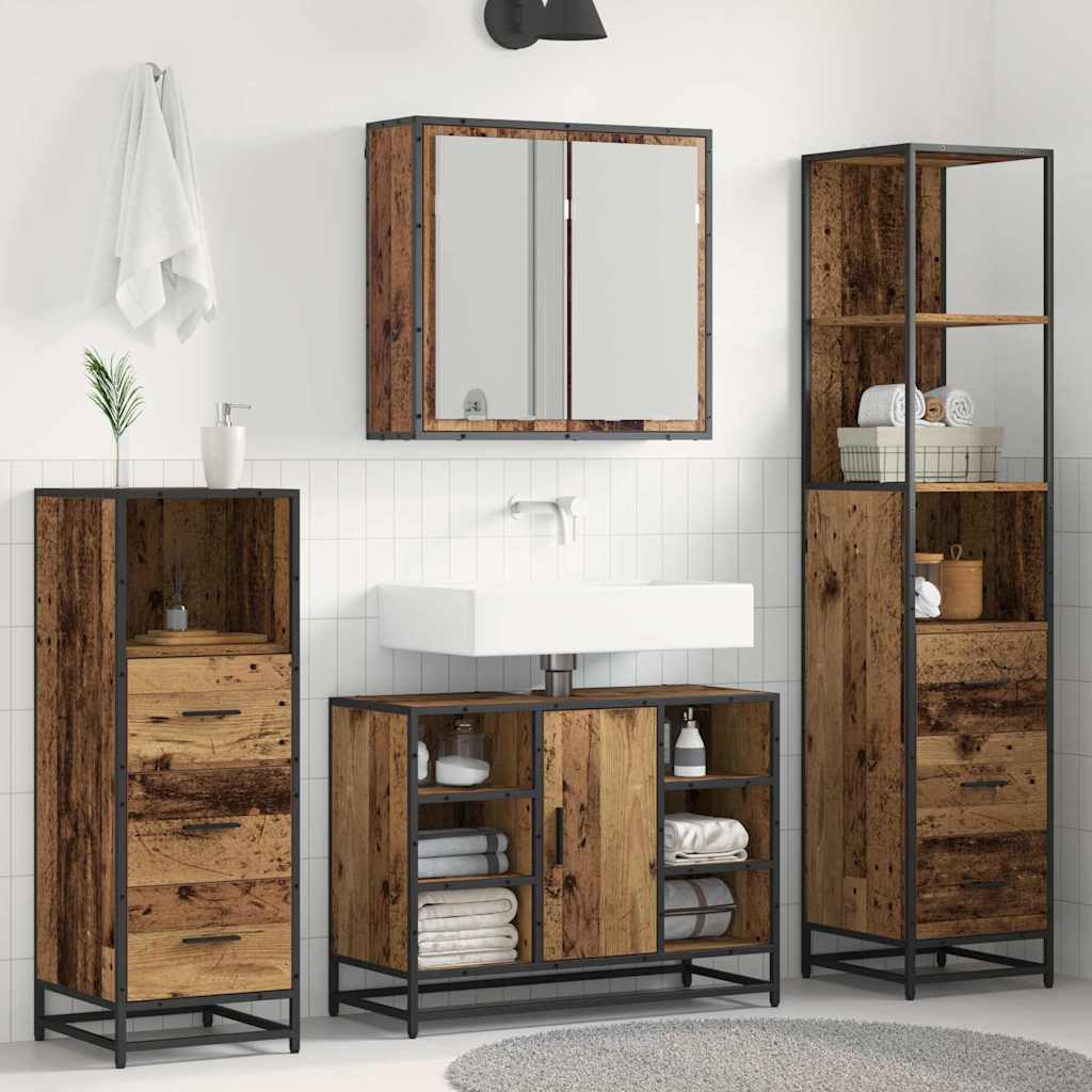 Ensemble de mobilier de salle de bain 4 pc Bois Ancien