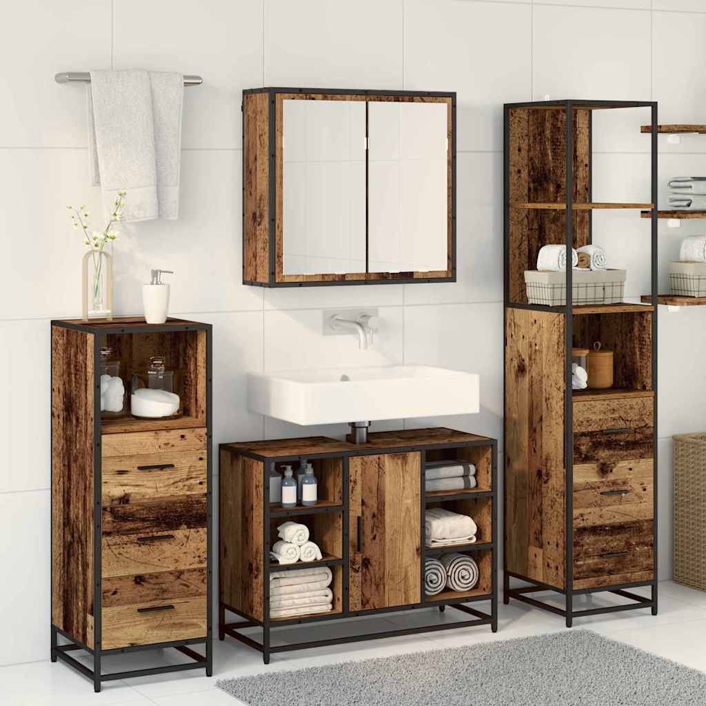 Ensemble de mobilier de salle de bain 4 pc Bois Ancien