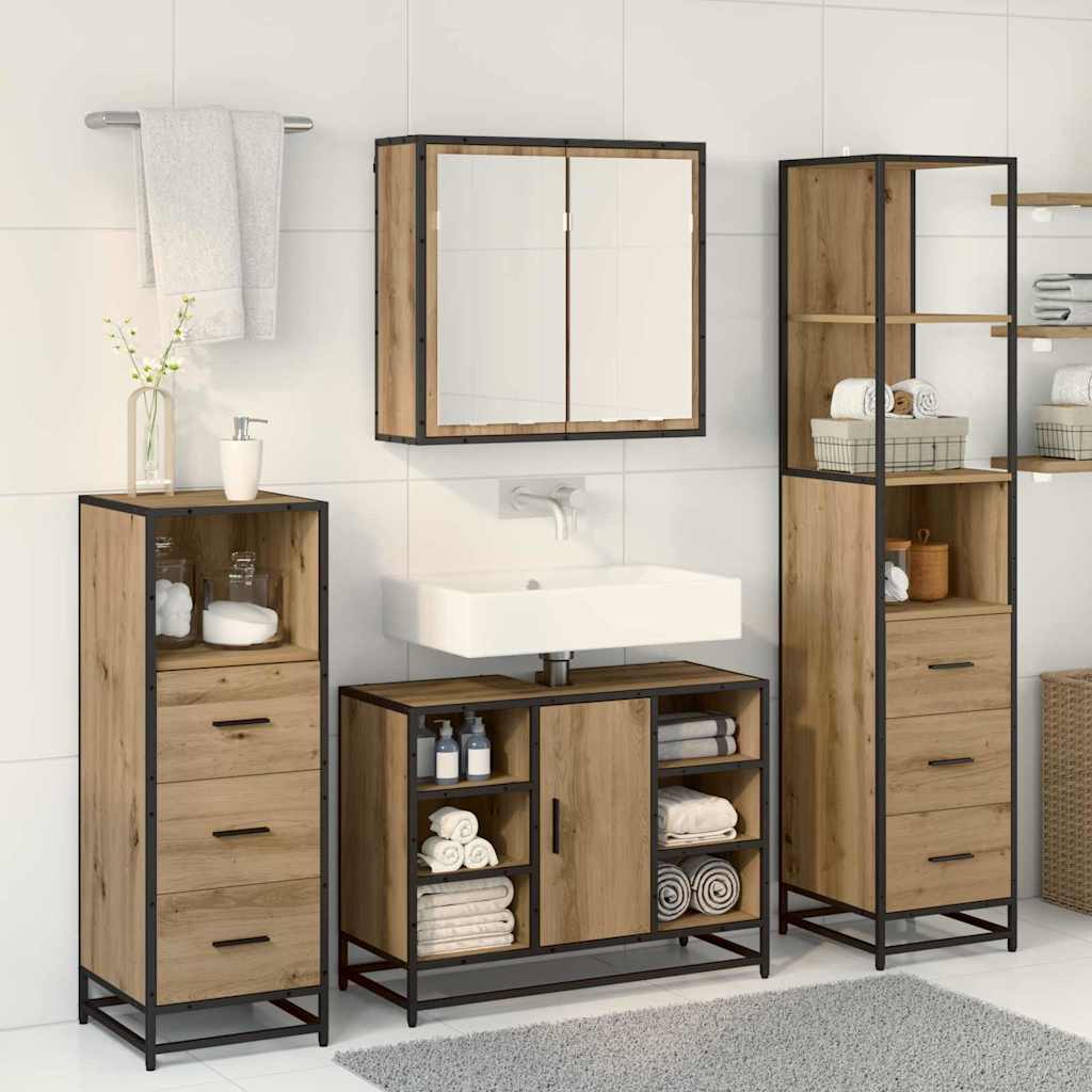 Ensemble de mobilier de salle de bain 4 pc Chêne artisanal