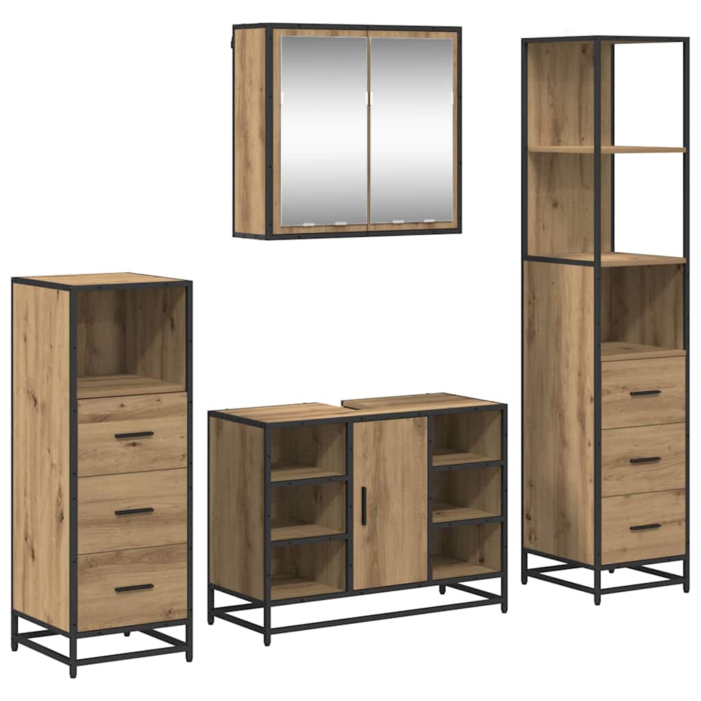 Ensemble de mobilier de salle de bain 4 pc Chêne artisanal