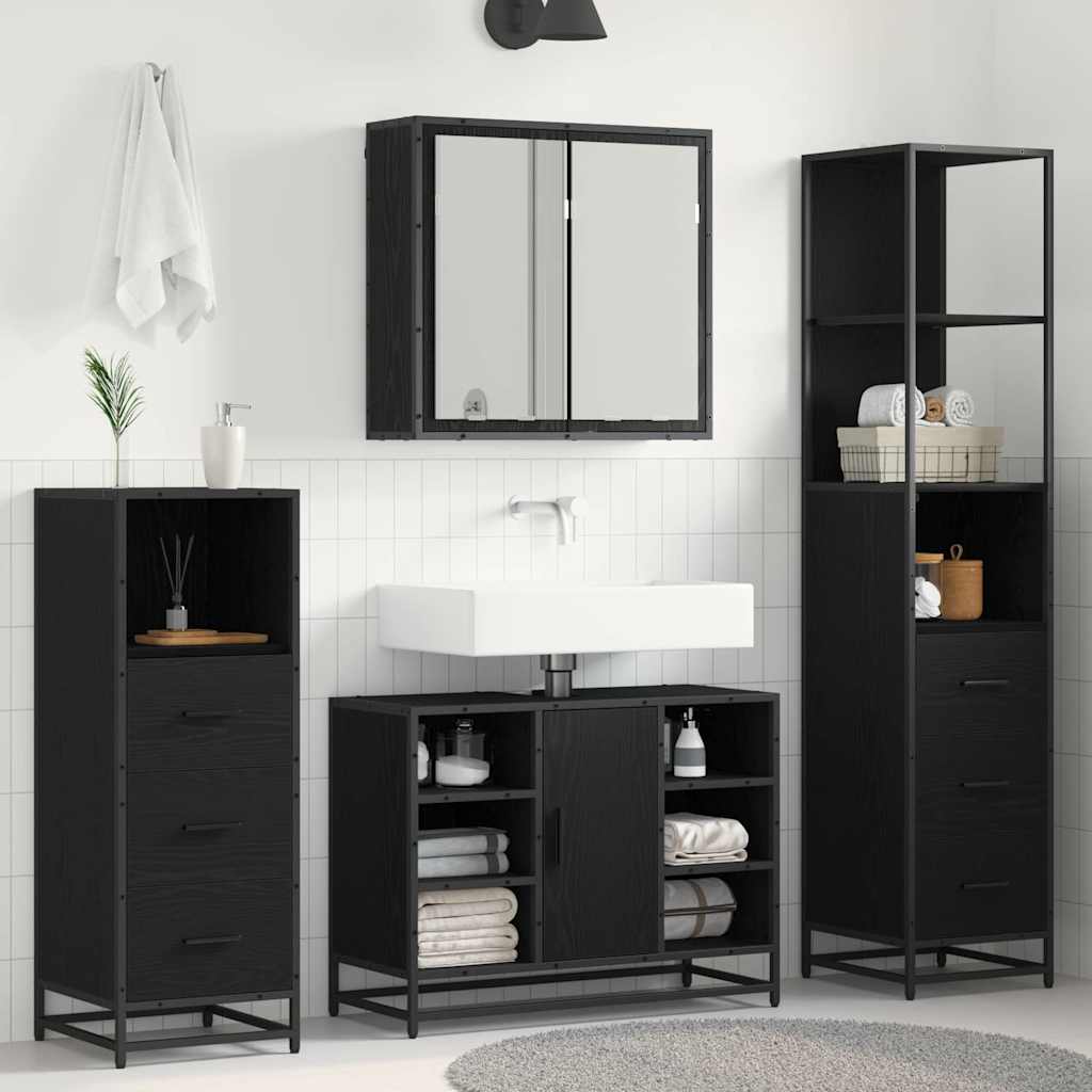 Ensemble de mobilier de salle de bain 4 pc Chêne noir