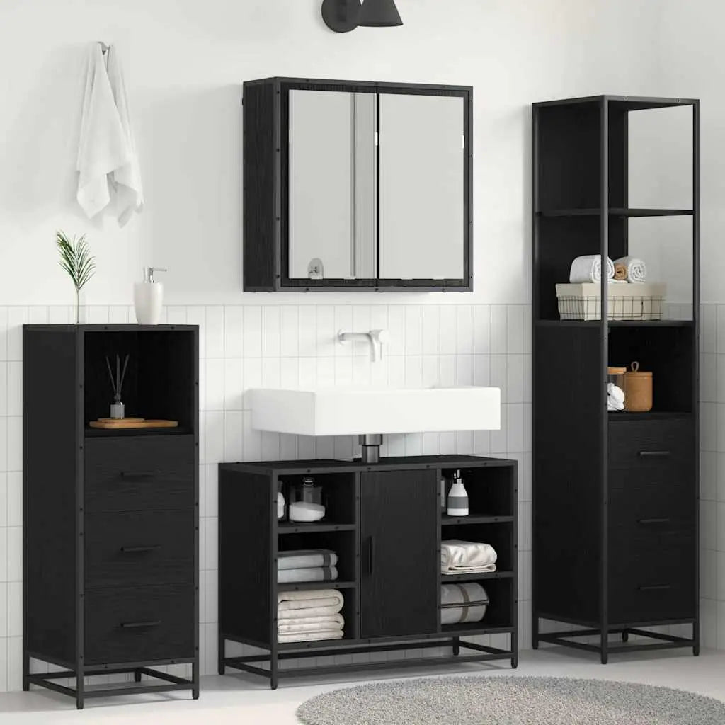 Ensemble de mobilier de salle de bain 4 pc Chêne noir - XIOS