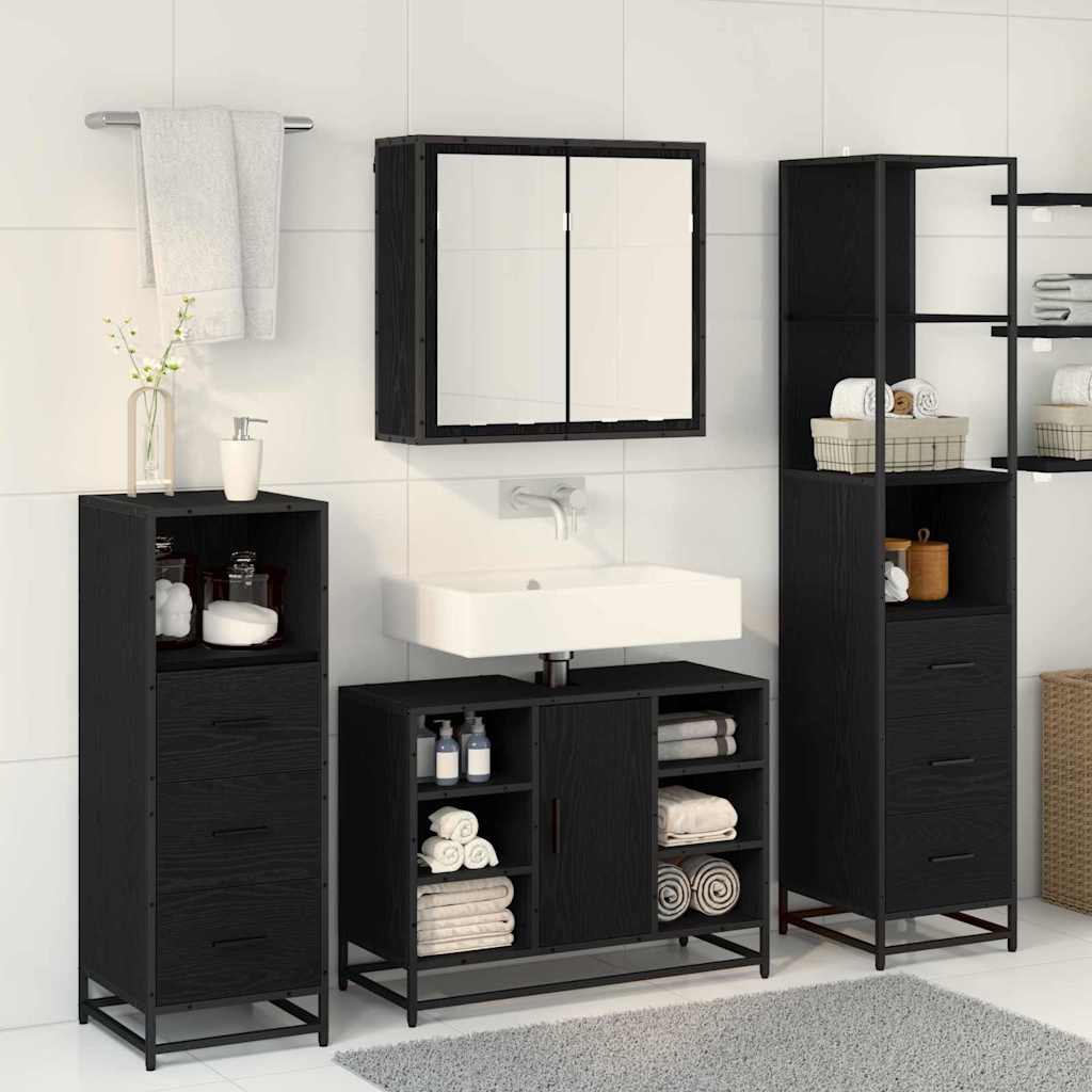 Ensemble de mobilier de salle de bain 4 pc Chêne noir